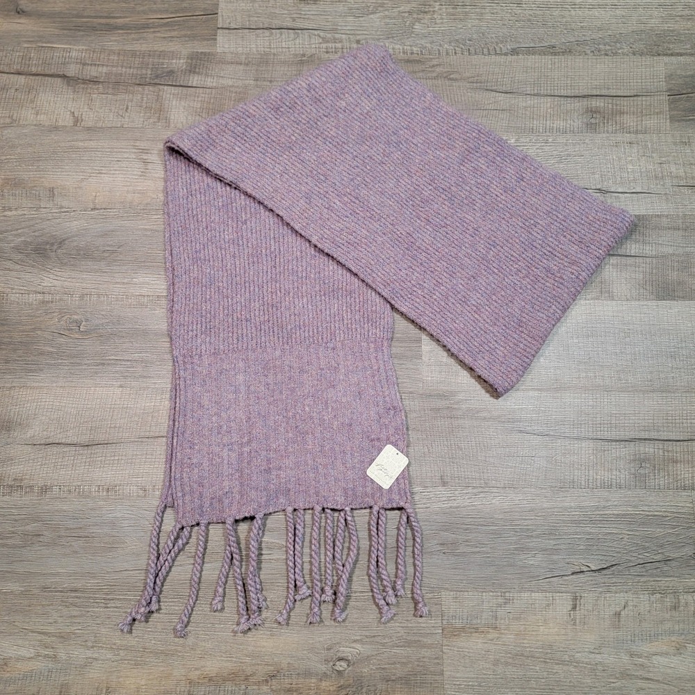 Free People Jaden‎ Purple Marled Ribbed Knit Fringe Scarf FP9542404 NWT